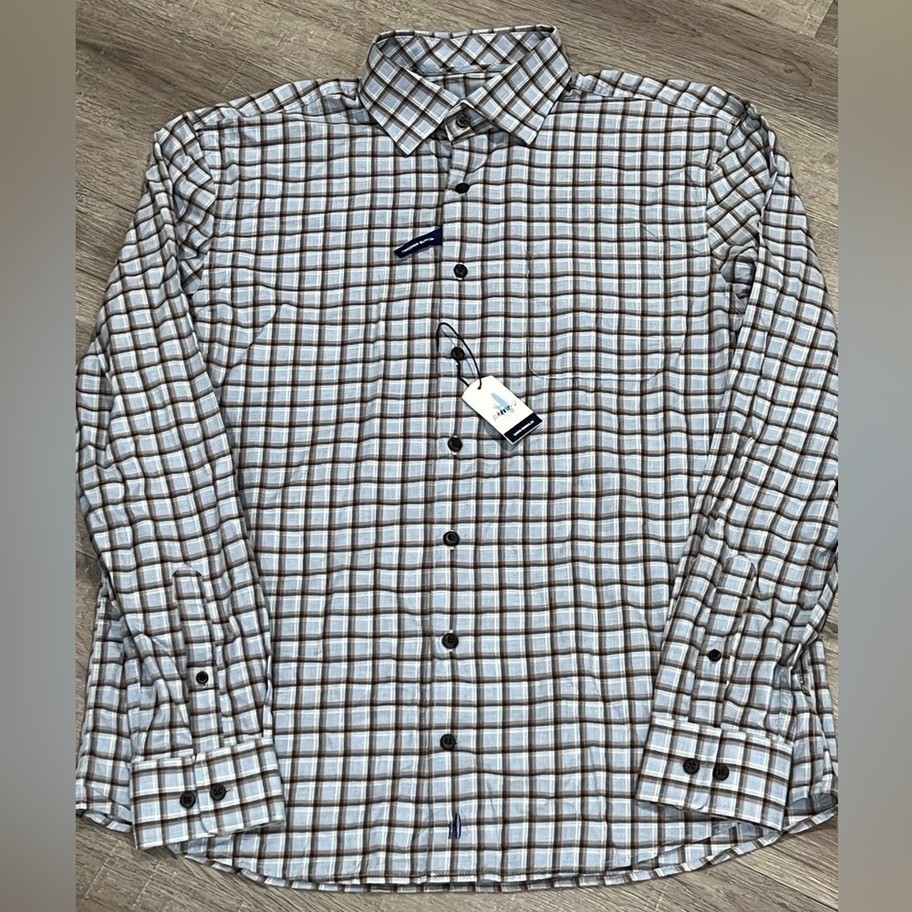 NWT Johnnie-O Buffalo Check Flannel AJAX Performance Stretch Designer Shirt $159